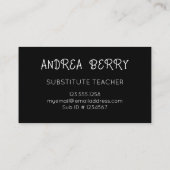 Carte De Visite Enseignant du substitut botanique noir blanc (Dos)