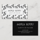 Carte De Visite Enseignant du substitut botanique noir blanc (Devant / Derrière)