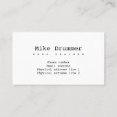 Carte De Visite Enseignant du tambour (Dos)