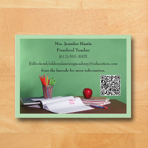 Carte De Visite Enseignant(e) École Primaire Maternelle Code QR Ve