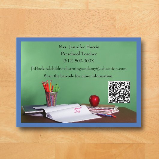 Carte De Visite Enseignant École Primaire Maternelle Code QR