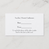 Carte de visite enseignant élégant à pomme rouge (Dos)