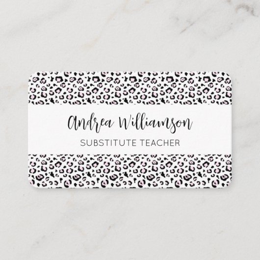 Carte De Visite Enseignant Empreinte de léopard substitut (Devant)