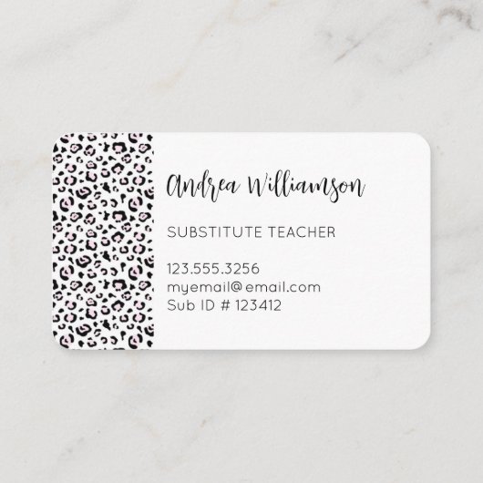 Carte De Visite Enseignant Empreinte de léopard substitut (Dos)