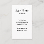 Carte de visite enseignant en art (Dos)