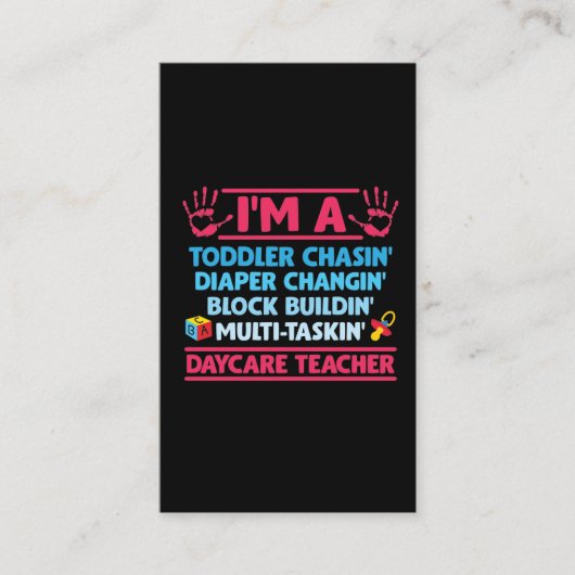 Carte De Visite Enseignant en garderie, couche d'enfant, éducateur (Devant)