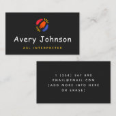 Carte De Visite Enseignant en Langue des Signes de l'ASL à la main (Devant / Derrière)