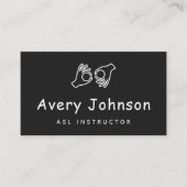 Carte De Visite Enseignant en langues des signes de l'ASL noir et  (Devant)