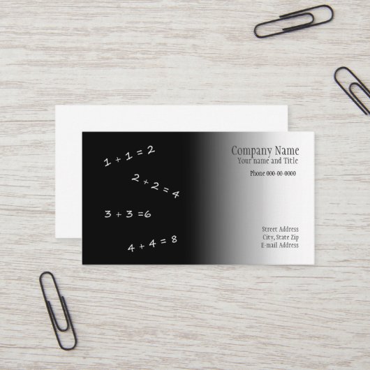 Carte de visite enseignant en mathématiques (Devant/Arrière en situation)