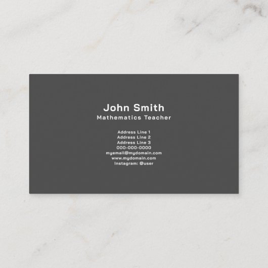 Carte de visite enseignant en mathématiques avec s (Dos)