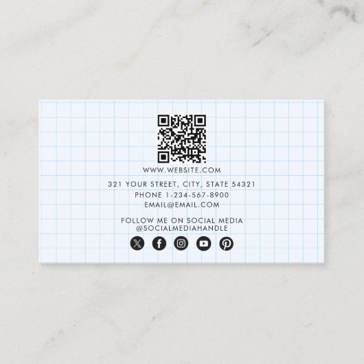 Carte De Visite Enseignant en mathématiques Tutor Graphe Enseignan (Dos)