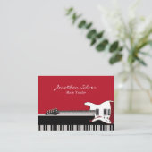 Carte De Visite Enseignant en musique rouge noir et blanc Piano &  (Debout devant)
