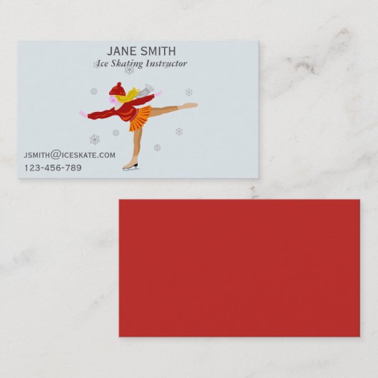 Carte De Visite Enseignant en patinage sur glace indépendant (Devant / Derrière)