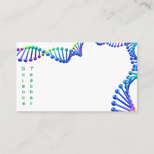 Carte De Visite Enseignant en sciences 3D bleu vert double hélice (Devant)