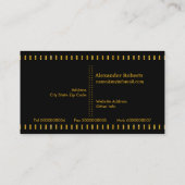 Carte De Visite Enseignant Gold, noir à bandes verticales (Dos)