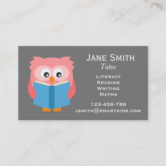 Carte De Visite Enseignant indépendant ou professeur en lecture hi (Devant)