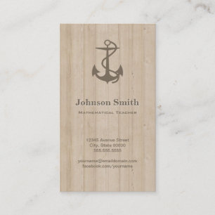 Carte De Visite Enseignant mathématique - Ancre nautique Bois
