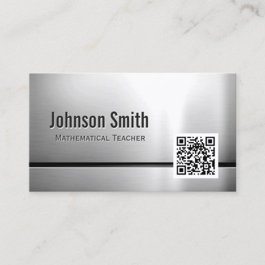 Carte De Visite Enseignant mathématique - Code QR en acier inoxyda (Devant)