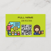 Carte De Visite Enseignant Moderne Code QR Vert Citron École (Dos)