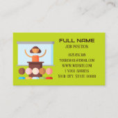 Carte De Visite Enseignant Moderne Code QR Vert Citron École (Devant)
