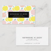 Carte de visite enseignant Motif rose et jaune (Devant / Derrière)