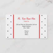 Carte de visite enseignant - Petits Pois de la Pom (Dos)