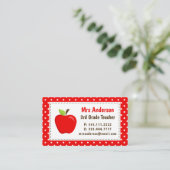 Carte de visite enseignant pomme points rouges (Debout devant)
