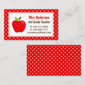 Carte de visite enseignant pomme points rouges (Devant / Derrière)