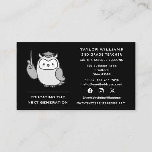 Carte De Visite Enseignant Professeur Professeur Professeur Profes (Devant)
