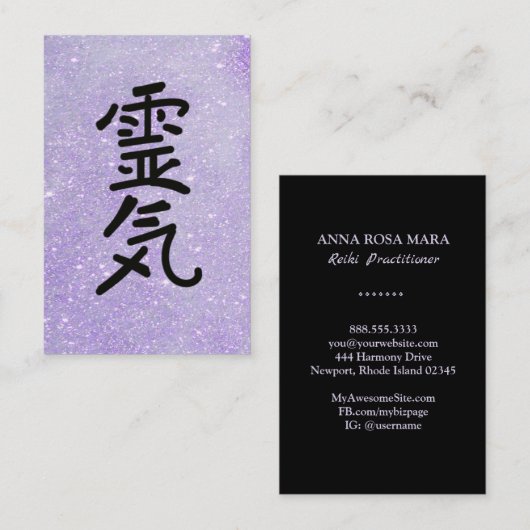 Carte De Visite *~* Enseignant Reiki Master Symbole Parties scinti (Devant / Derrière)