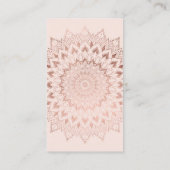 Carte De Visite Enseignant Rose de yoga brun au mandala floral or (Dos)