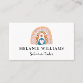 Carte De Visite Enseignant substitut Boho Arc-en-ciel (Devant)