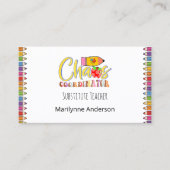 Carte De Visite Enseignant substitut crayons arc-en-ciel (Devant)