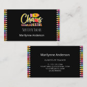 Carte De Visite Enseignant substitut crayons arc-en-ciel (Devant / Derrière)