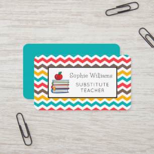 Carte De Visite Enseignant Suppléant Chevron Stripes