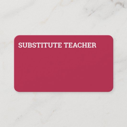 Carte De Visite Enseignant Suppléant Tutor Magenta (Devant)