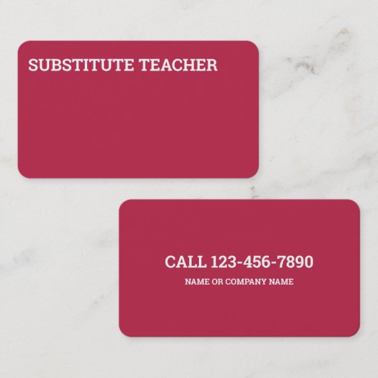 Carte De Visite Enseignant Suppléant Tutor Magenta (Devant / Derrière)