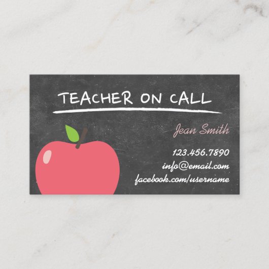 Carte De Visite Enseignant sur Call Cute Apple Chalkboard (Devant)
