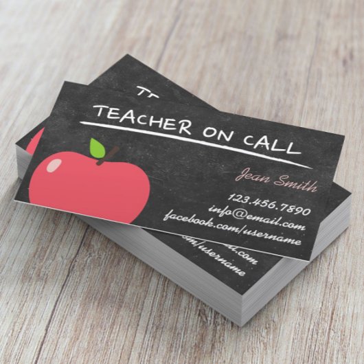 Carte De Visite Enseignant sur Call Cute Apple Chalkboard