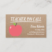 Carte De Visite Enseignant sur Call Cute Apple Rustic Kraft (Devant)