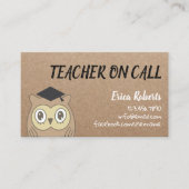 Carte De Visite Enseignant sur Call Cute OWL Rustique Kraft (Devant)