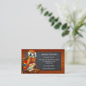 Carte de visite enseignant tableau craie chouette (Debout devant)