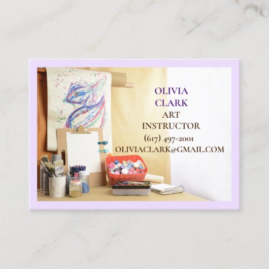 Carte De Visite Enseignant/Tuteur/Éducateur d'art en violet (Devant)