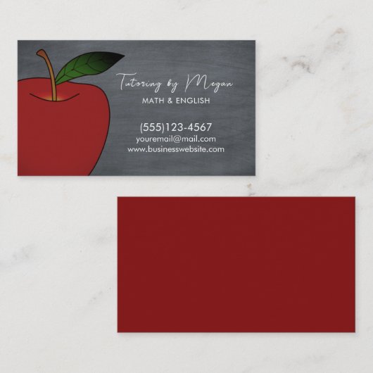 Carte De Visite Enseignant Tutor Apple Chalkboard (Devant / Derrière)