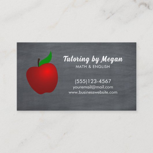 Carte De Visite Enseignant Tutor Apple Chalkboard (Devant)