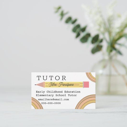 Carte De Visite Enseignant Tutor Boho Rainbows moderne (Debout devant)