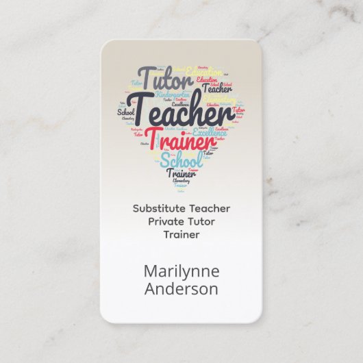 Carte De Visite Enseignant Tutor Trainer Word Cloud (Devant)