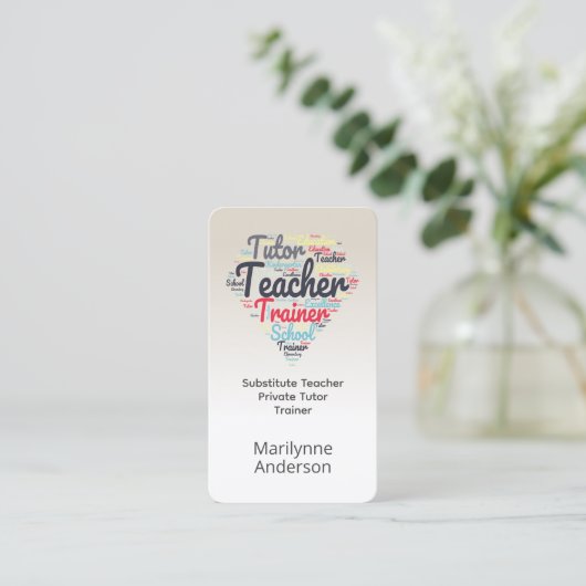 Carte De Visite Enseignant Tutor Trainer Word Cloud (Debout devant)