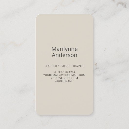 Carte De Visite Enseignant Tutor Trainer Word Cloud (Dos)