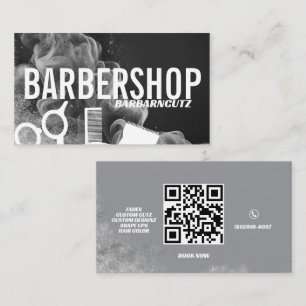 Carte De Visite Enseigne de logo de salon de coiffure gris fumée p